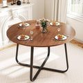 Table de salle à manger ronde 120 cm en bois marron noyer moderne pour cuisine, salon, Marron/Noir – Suuiwau, salle à manger, terrasse, cour, café