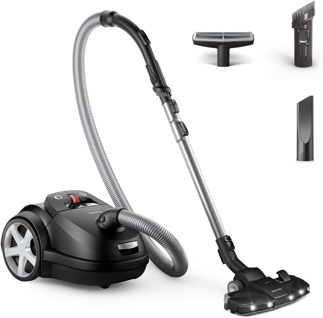 PHILIPS XD8122 Série 8000 Aspirateur avec Sac Performer LED, Moteur 900 W, Brosse TriActive+ LED, Câble 12 m, XD8122/10, Filtre HEPA
