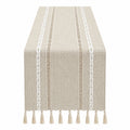 Chemin de Table Beige avec Dentelle et Franges