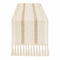 Chemin de table en macramé beige avec franges 180x30 cm