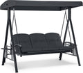 M MCombo, Balancelle avec auvent, 4093 avec Fonction de Couchage, balançoire de Jardin jusqu'à 360kg de Charge, Noir