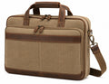 Sacoche pour Ordinateur Portable 15 pouces en Toile avec Accents en Cuir Marron