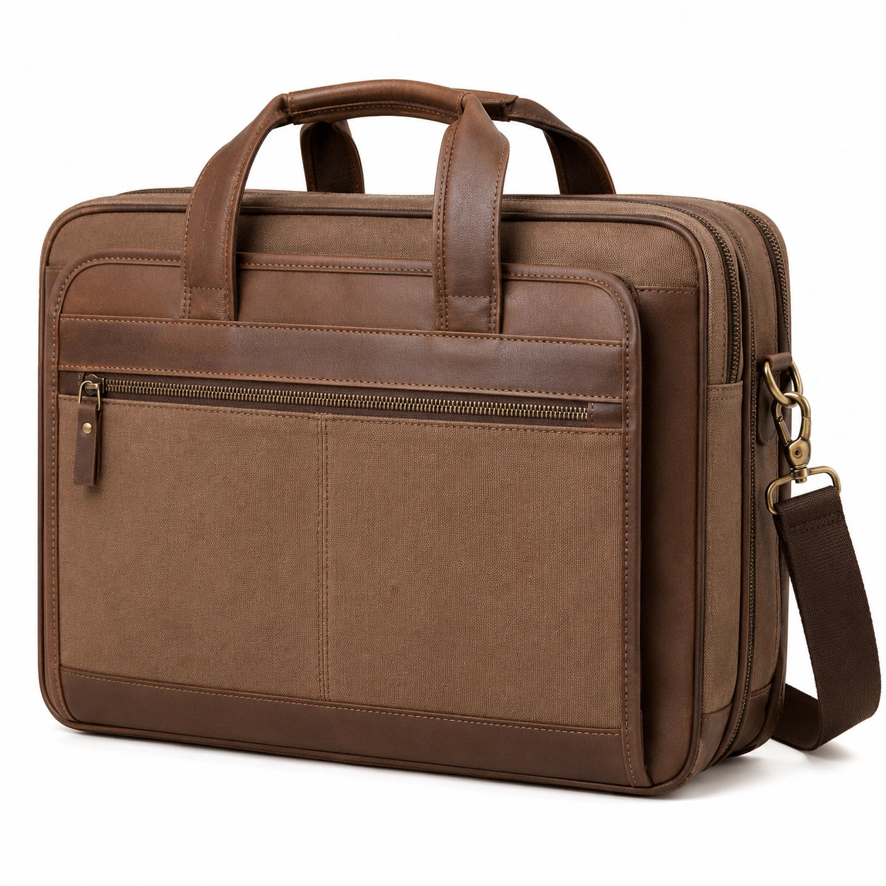 Sacoche en toile marron pour ordinateur portable 15 pouces