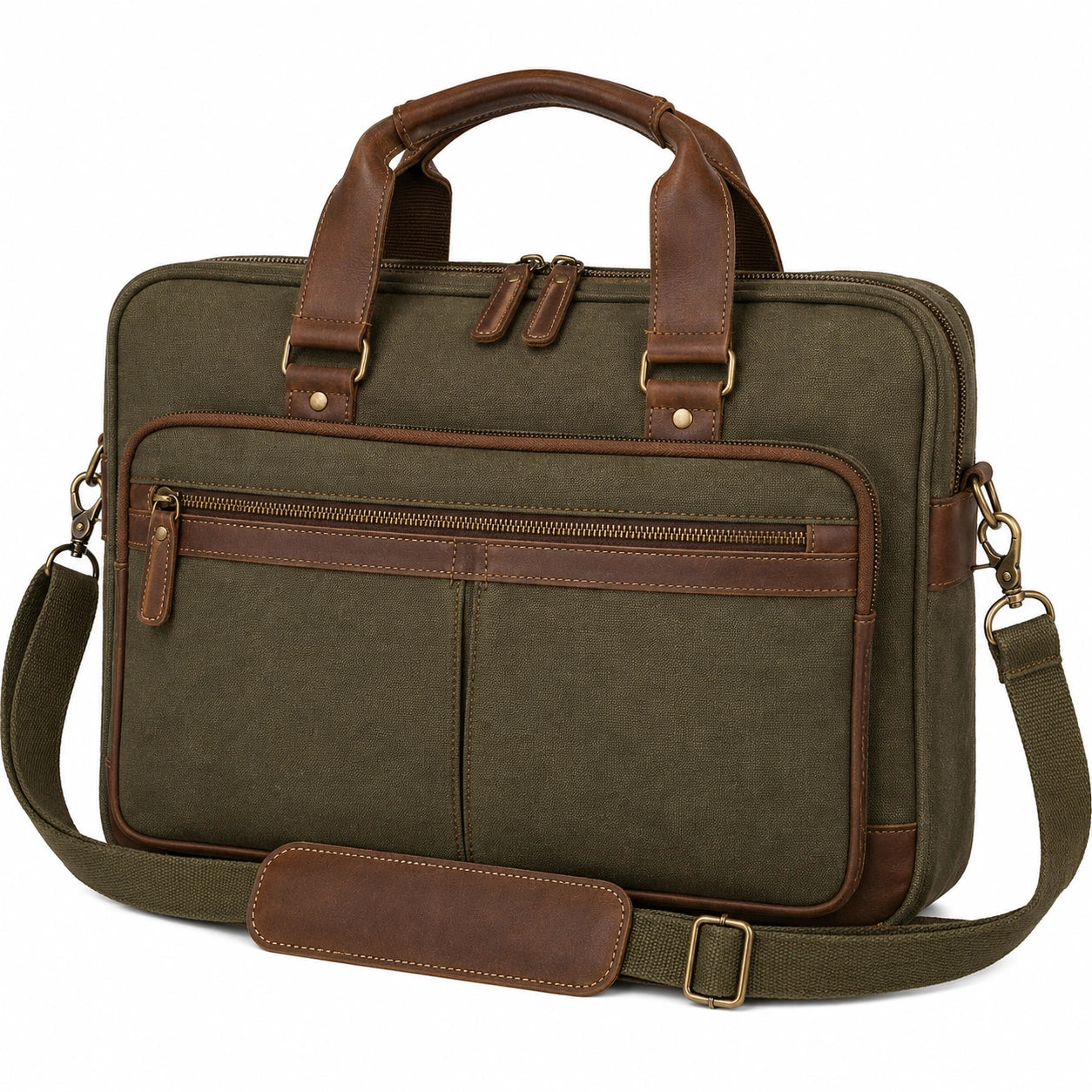 Sacoche pour Ordinateur Portable Vert Olive et Brun
