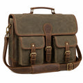 Sacoche Vintage en Toile pour Homme - Kaki et Marron