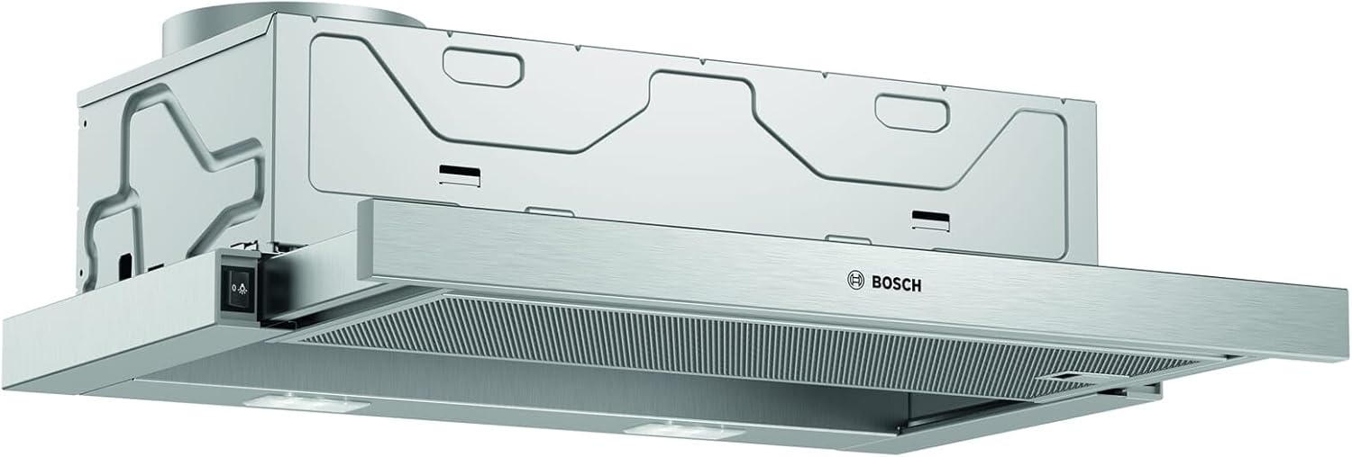 Bosch DFM064W54 DFM064W54 Hotte télescopique Série 2, 3 vitesses d'aspiration Eclairage LED, Argent, 60 cm, 1 moteur, Silver
