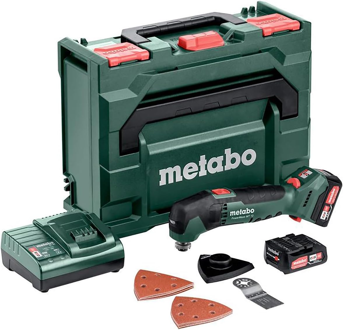 metabo PowerMaxx MT 12 613089500 Outil multifonction sans fil avec batterie 2 x 2 Ah, tension de la batterie 12 V, Vert/Noir/Rouge