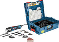 Ponceuse à disque, puissance 550 W – Bosch Professional, Bleu/Noir/Argent, 9 lames plongeantes, 25 feuilles abrasives, L-BOXX)