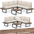 Salon de jardin, Mobilier pour Amenagement Balcon Terrasse Veranda – tectake, Beige/Marron/Noir, Coussins épais Inclus