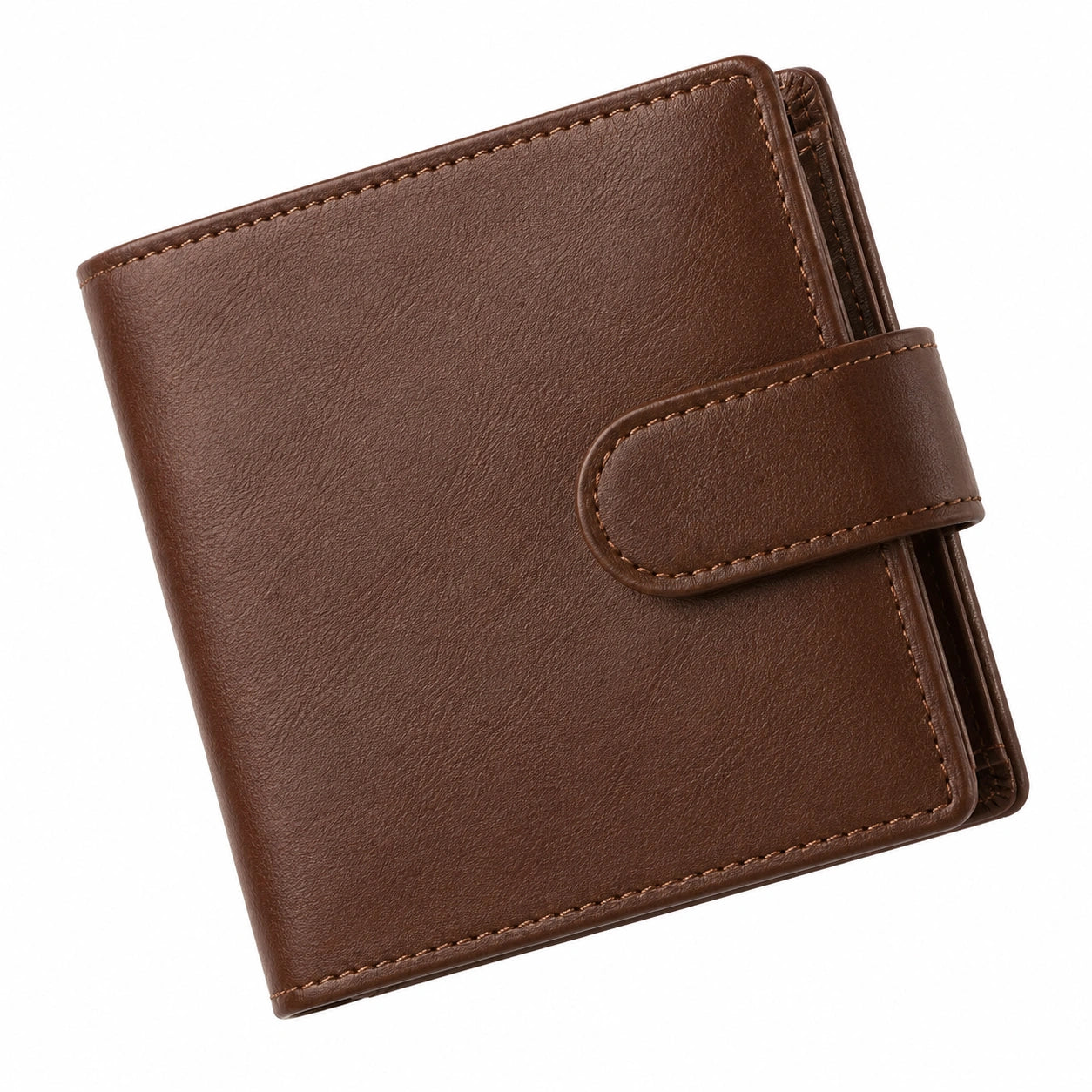 Portefeuille Classique Marron avec Fermeture à Pression