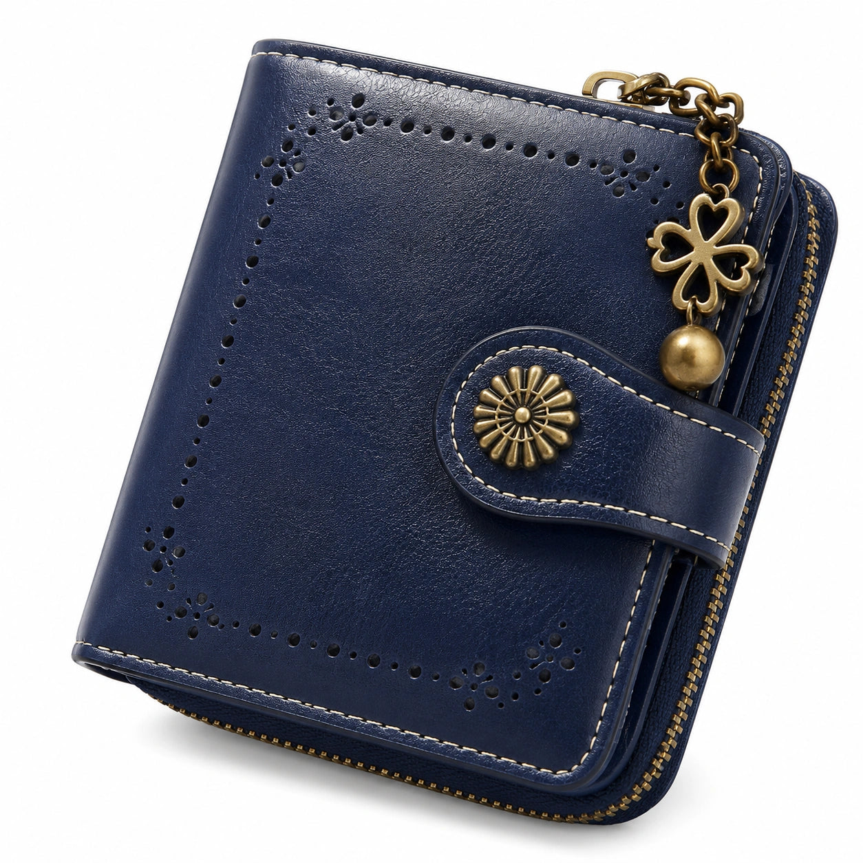 Portefeuille bleu pour femme avec détails en métal