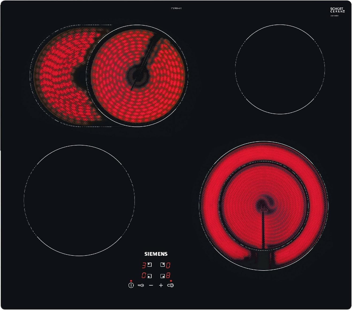 SIEMENS ET61RBNA1E iQ300 ET61RBNA1E plaque Noir Intégré Céramique 4 zone(s), Noir/Rouge