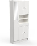 Meuble Colonne de Rangement Salle de Bain, 820x320x1 800MM, Panneau de Particules/MDF – Demeyere, Blanc