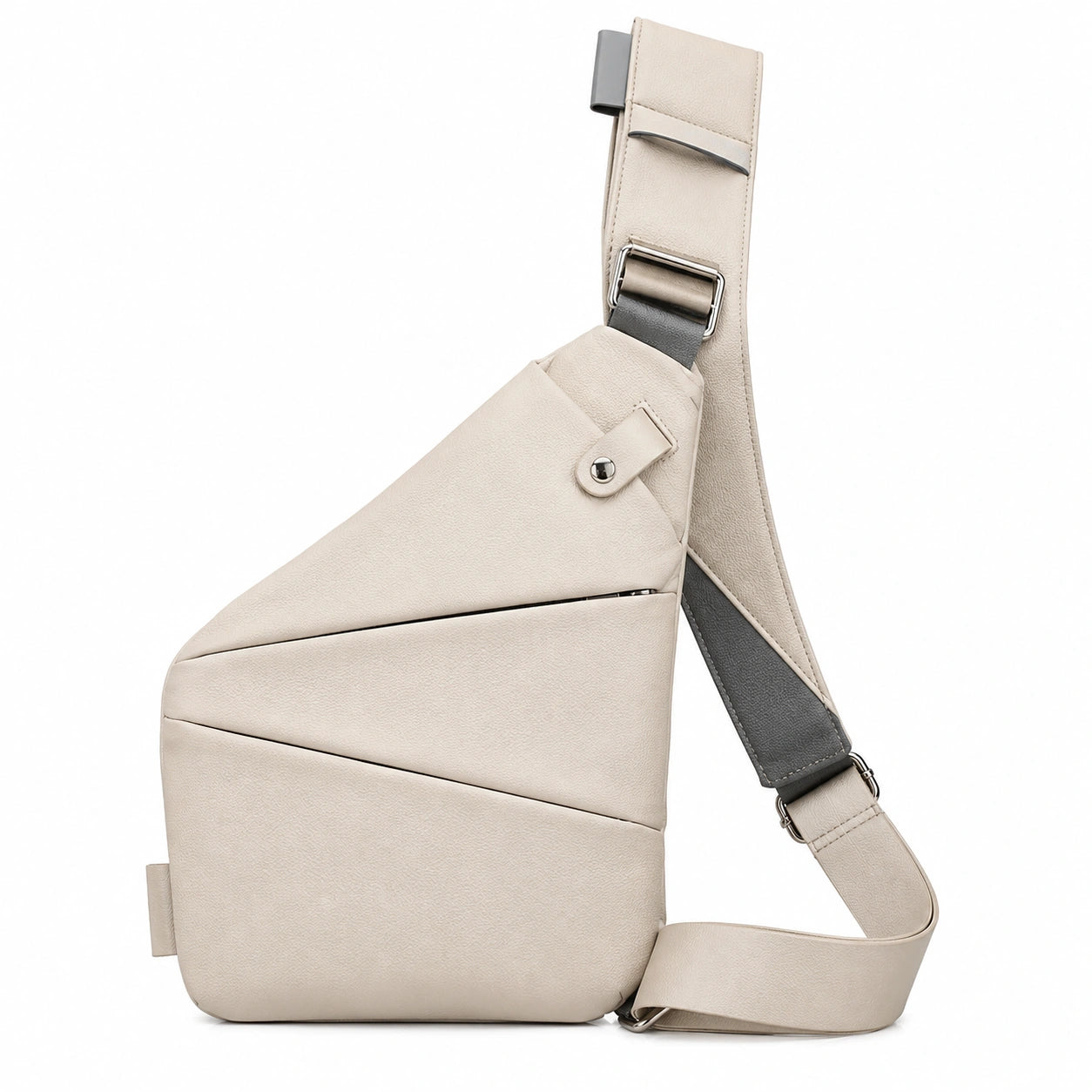Sac bandoulière moderne asymétrique beige pour homme