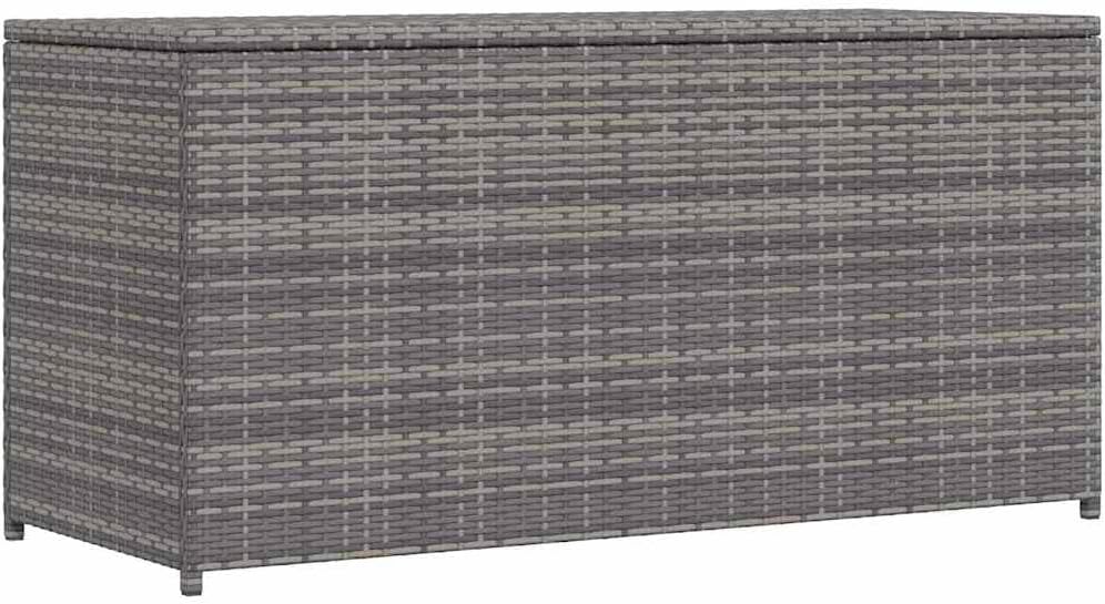 Coffre de rangement extérieur 120 × 50 × 60 cm en résine tressée grise, doublure polyester et vérins à gaz – vidaXL
