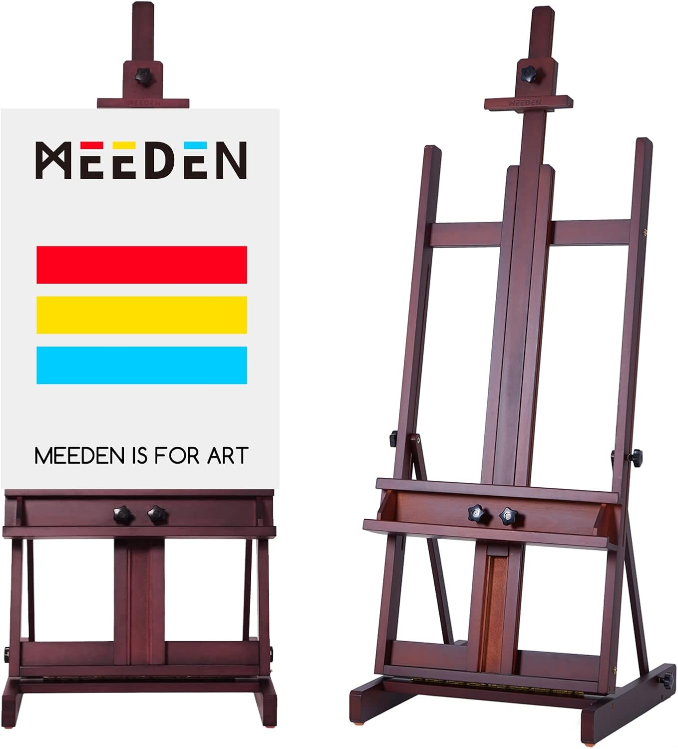 Chevalet de studio en bois de hêtre avec cadre de H, pour acrylique, peut contenir une toile jusqu'à 195, 6 cm, chevalet de sol réglable – MEEDEN