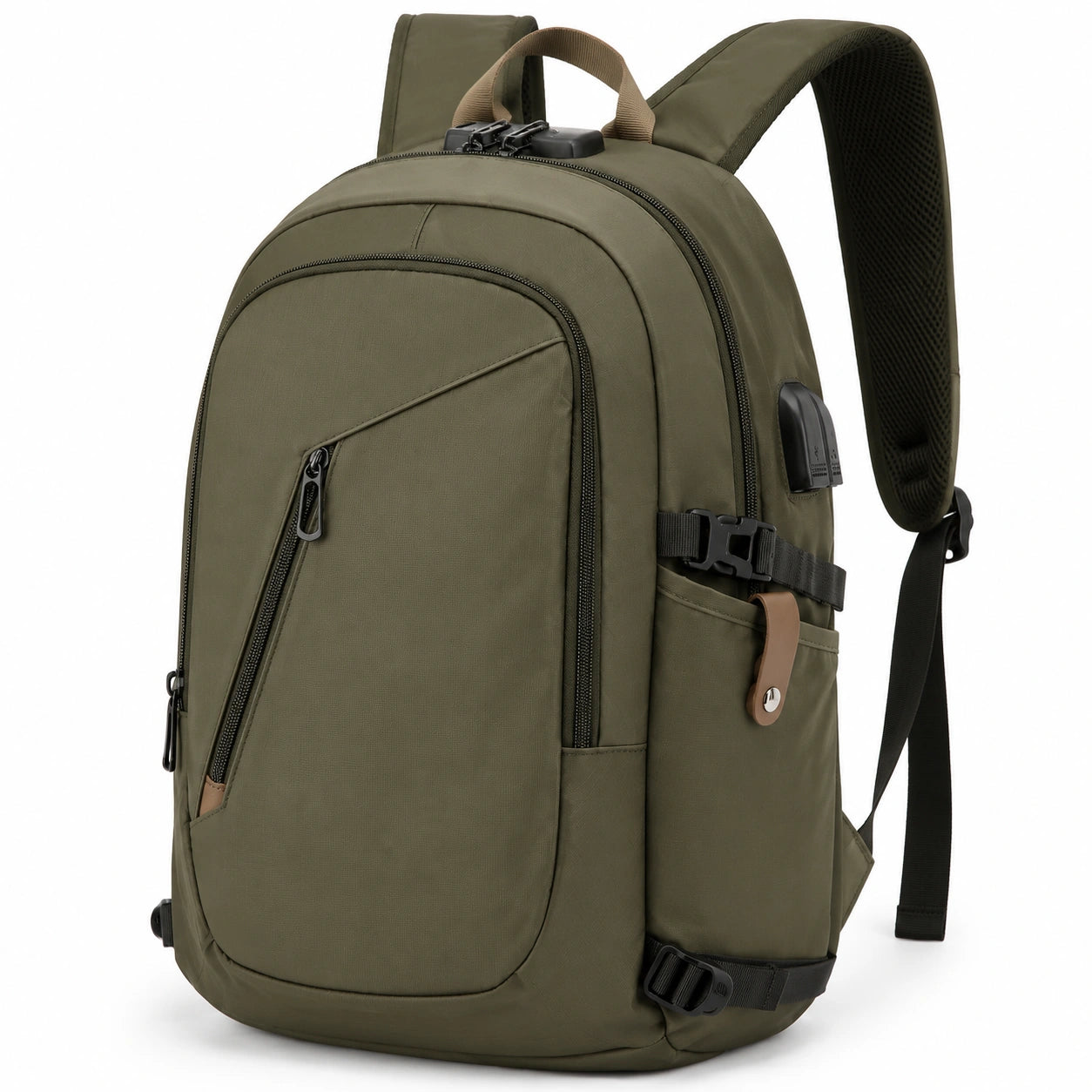 Sac à dos ordinateur 15 pouces imperméable vert kaki