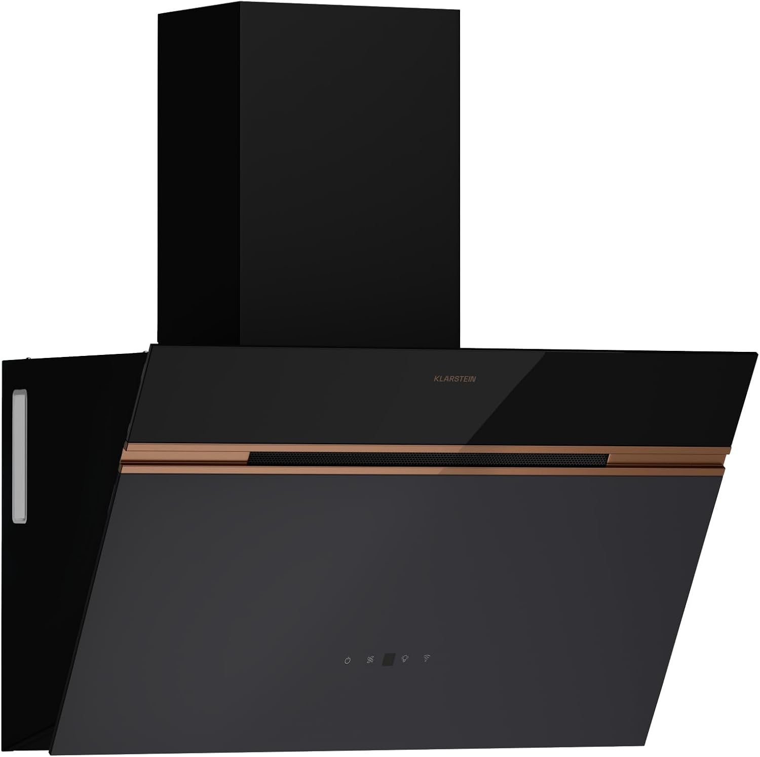 KLARSTEIN Alina Hotte Aspirante, 60 cm Hotte Décorative, Éclairage LED, Noir/Cuivre, Silencieuse 52 dB, 520 m3/h, Mode Évacuation & Recirculation