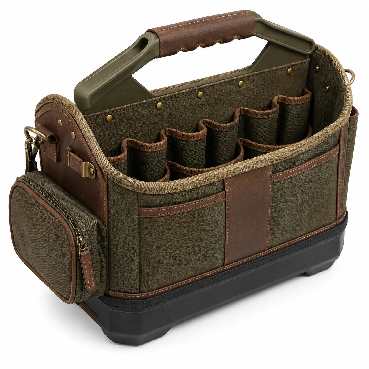 Sac à outils robuste vert kaki avec poches multiples