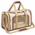 Sac de transport beige pour animaux avec ventilation en maille