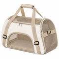 Sac de transport pour animaux beige et blanc avec ventilation en maille