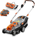 Fuxtec E2RM43 Tondeuse à Gazon sans Fil 40V, 2x20V, Tondeuse à Gazon Batterie, Gris/Orange/Noir, E2RM43 Set Batteries et Chargeur
