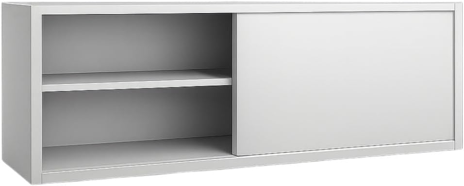 Rangement suspendus, 1600 x 400 x 600 mm, Gris, Portes Coulissantes, Structure Démontable, Finition Lisse Facile à Nettoyer