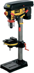 Fartools Perceuse d'établi 750W, 16 vitesses de rotation 180-2770tr/min, Noir/Jaune/Rouge/Métallique, hauteur 1m, col de cygne 180mm, étau 100mm