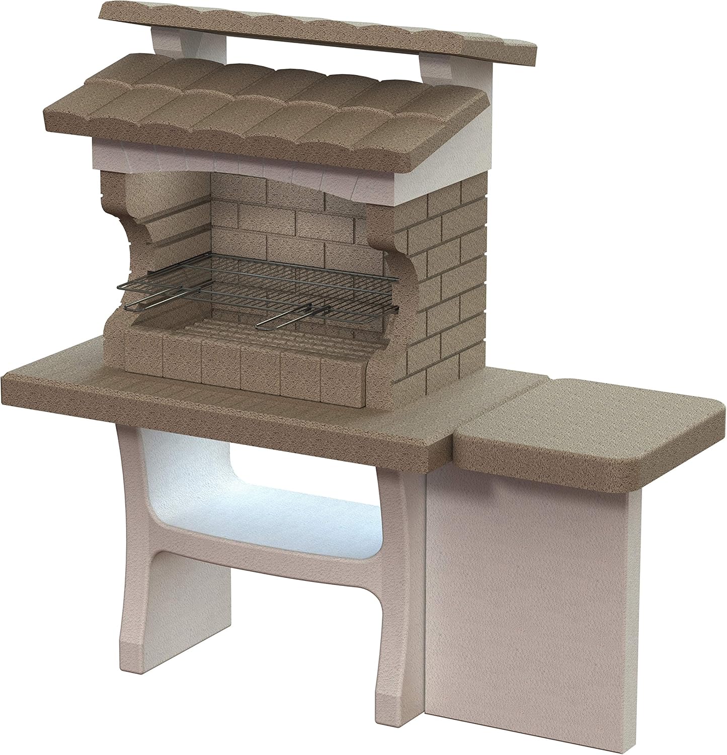 Barbecue en Pierre reconstruite avec Table latérale – Sarom, Beige/Marron, Louxor