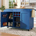 Buffet Cuisine Rangement Multifonction avec Tiroirs et Étagères Ajustables, Bleu+Bois, Meuble Cuisine Buffet Cuisine – Sweiko
