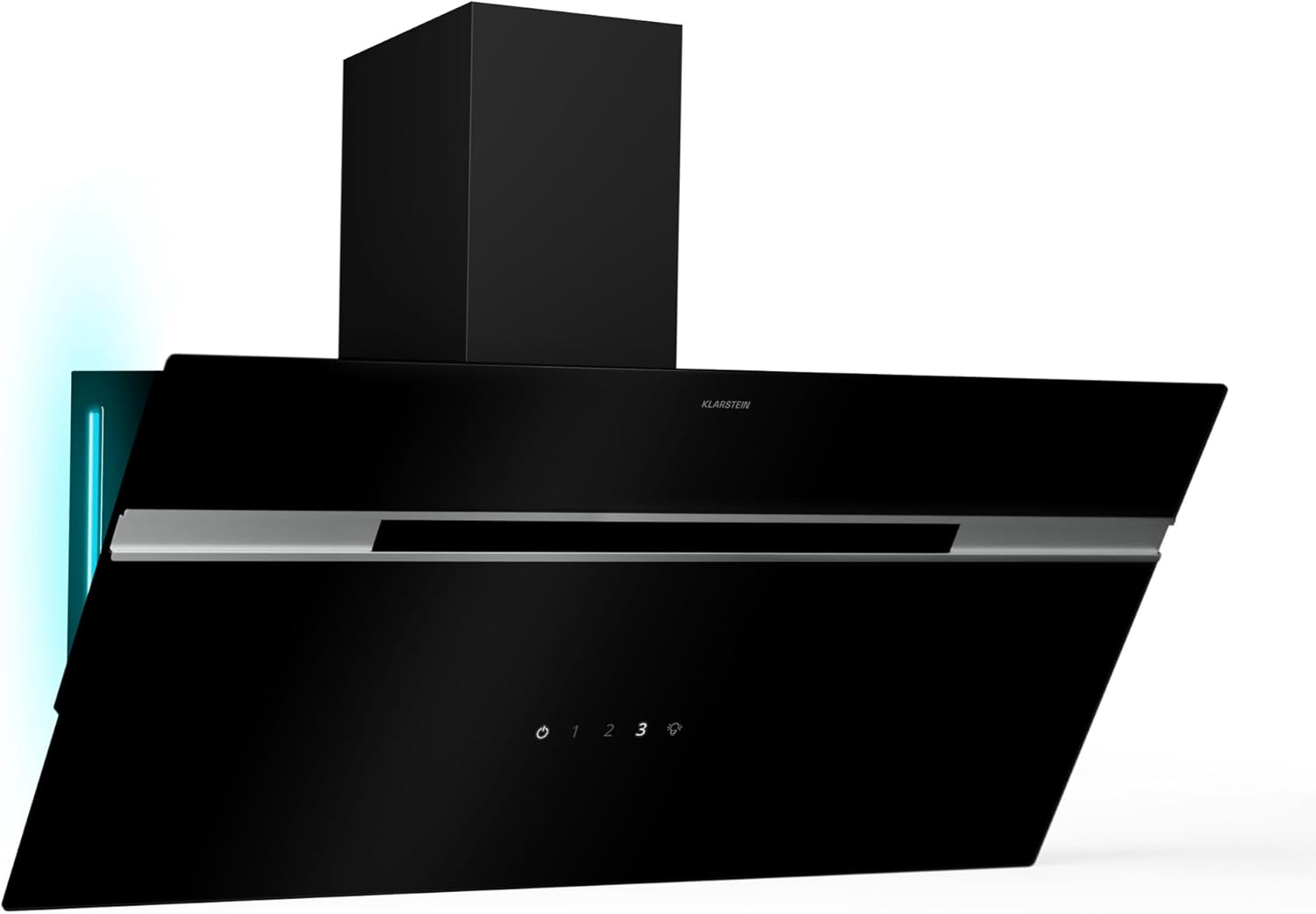 KLARSTEIN Alina 90 Hotte Aspirante, Hotte Décorative 90 cm, LED Multicolore, Silencieuse 63 dB, Débit d'Air 600 m3/h, Noir, Énergie Classe A