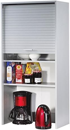 SIMMOB, Rangement sur pied, Meuble Haut de Cuisine Imitation Alu 3 Etagères 60 x 123, 6 x 35 cm, Gris