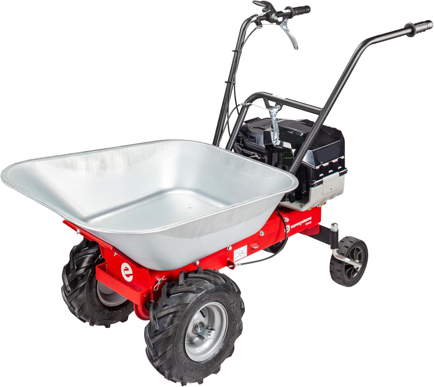 Eurosystems, Brouette, Brouette motorisée avec moteur Briggs et Stratton, Argent/Noir/Rouge