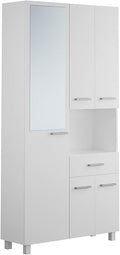 Armoire, Colonne de Salle de Bain avec Miroir sur Pied, 180 cm, Blanc, MINELA – Vente-unique
