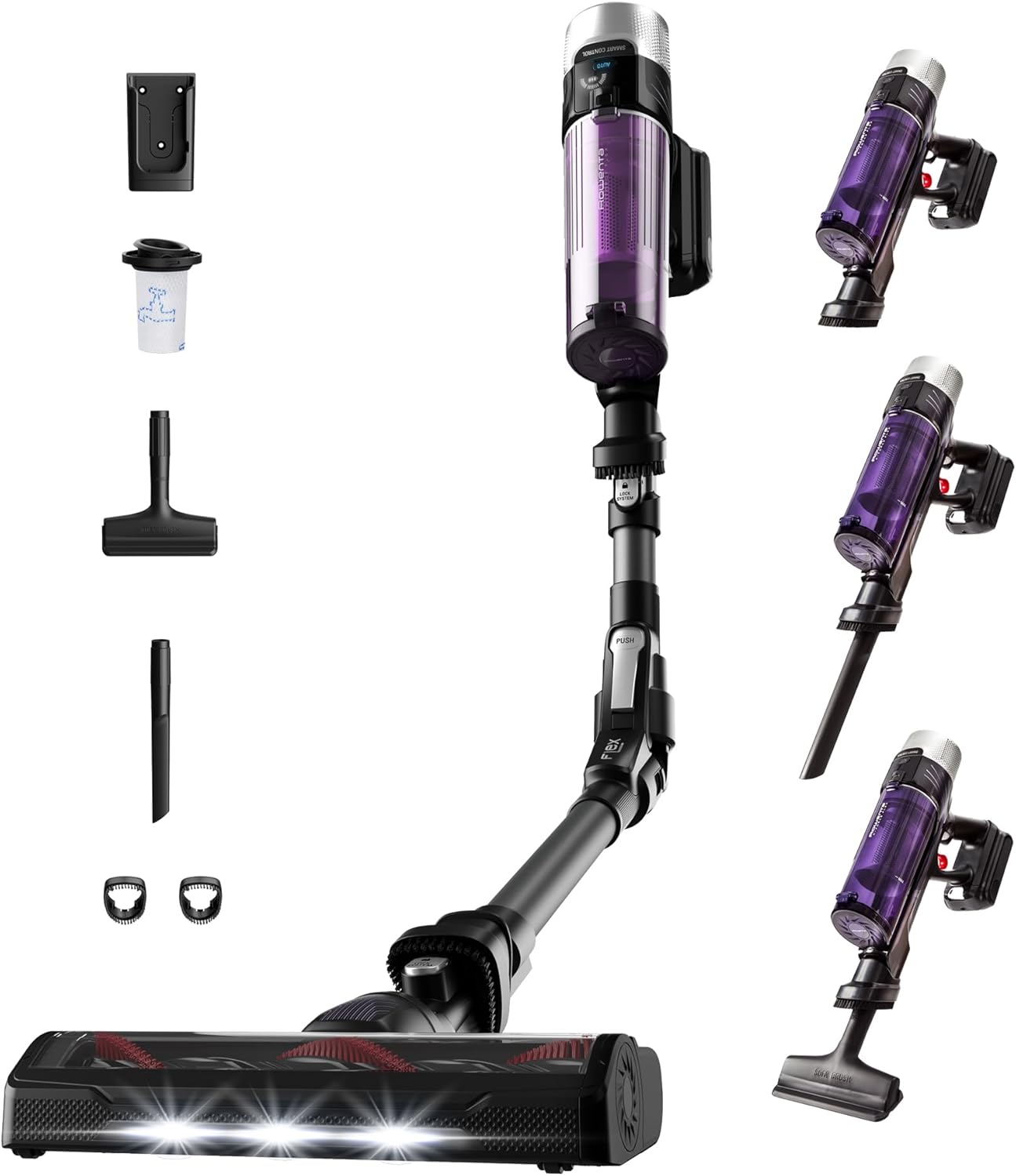 Rowenta 100AW RH2038WO X-Force Flex 9.60 Allergie Aspirateur balai sans fil, Puissant 100AW, Ultra Léger, Autonomie 45min RH2038WO