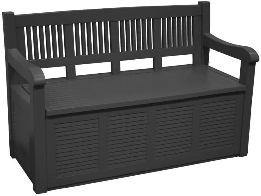 Gardening Naturally, Boite-Coussin de Rangement d'extérieur, Meuble de Jardin, Noir