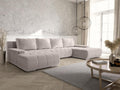 Canapé panoramique Convertible BOLUTI en Velours côtelé avec Coffre de Rangement – Tendencio, Beige