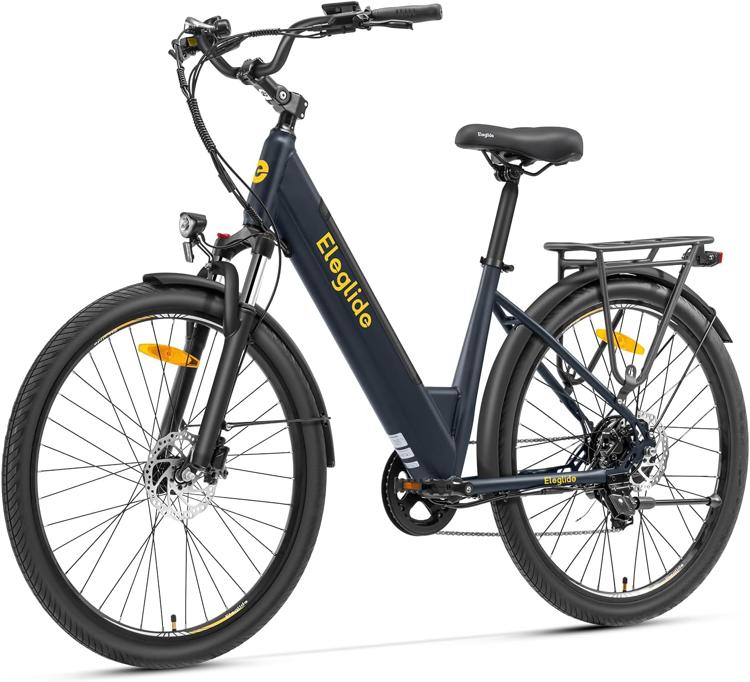 T2 Vélo Électrique Adulte 100KM, E-Bike Urbain pour Homme Femme, 27.5' Vélo de Ville, Batterie 486Wh – Eleglide, Noir, Moteur 250W, VTC