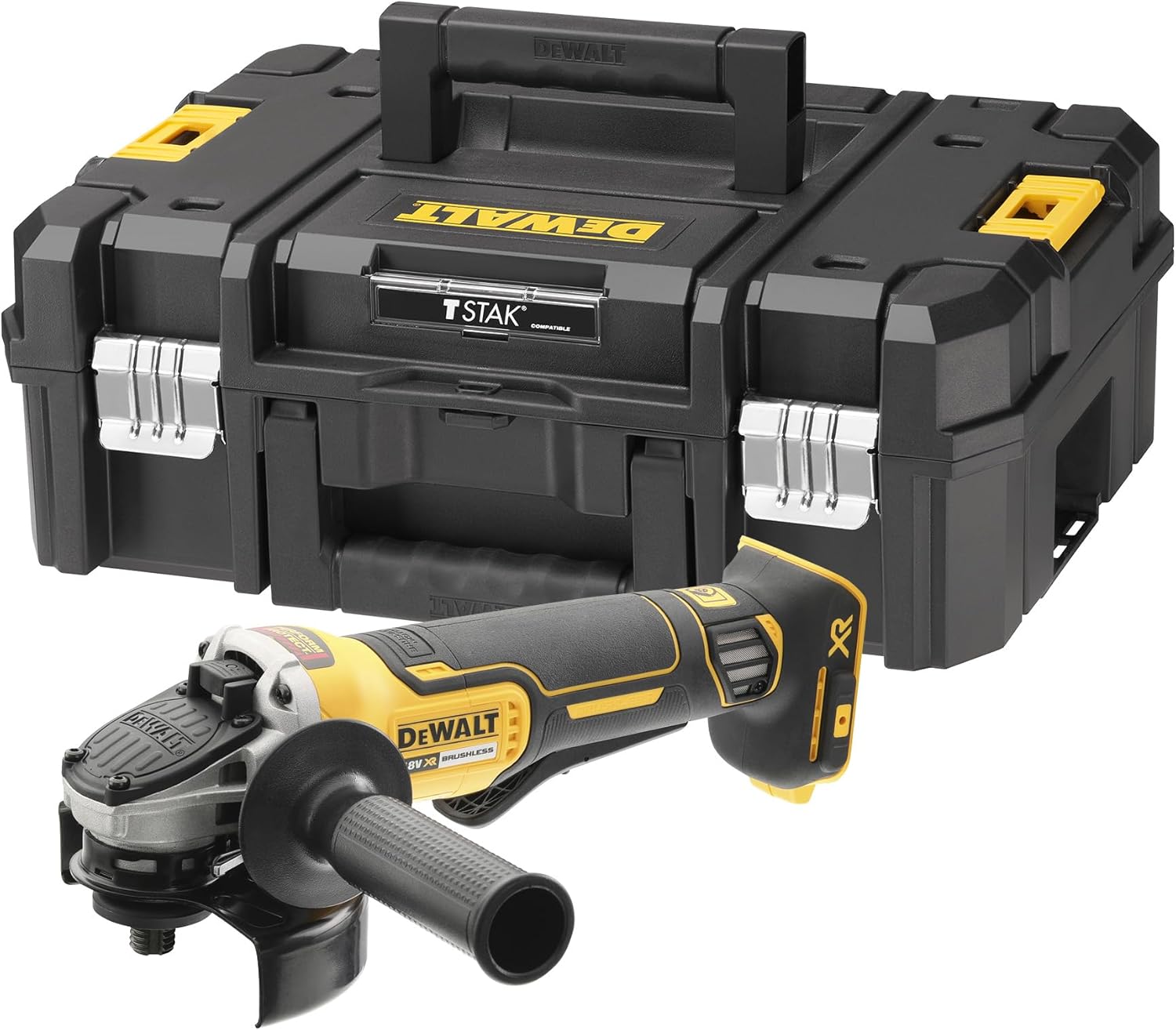 Meuleuse d'angle, DCG406NT-XJ, avec poignée latérale et coffret TSTAK – DEWALT, Noir/Jaune, livré sans batterie