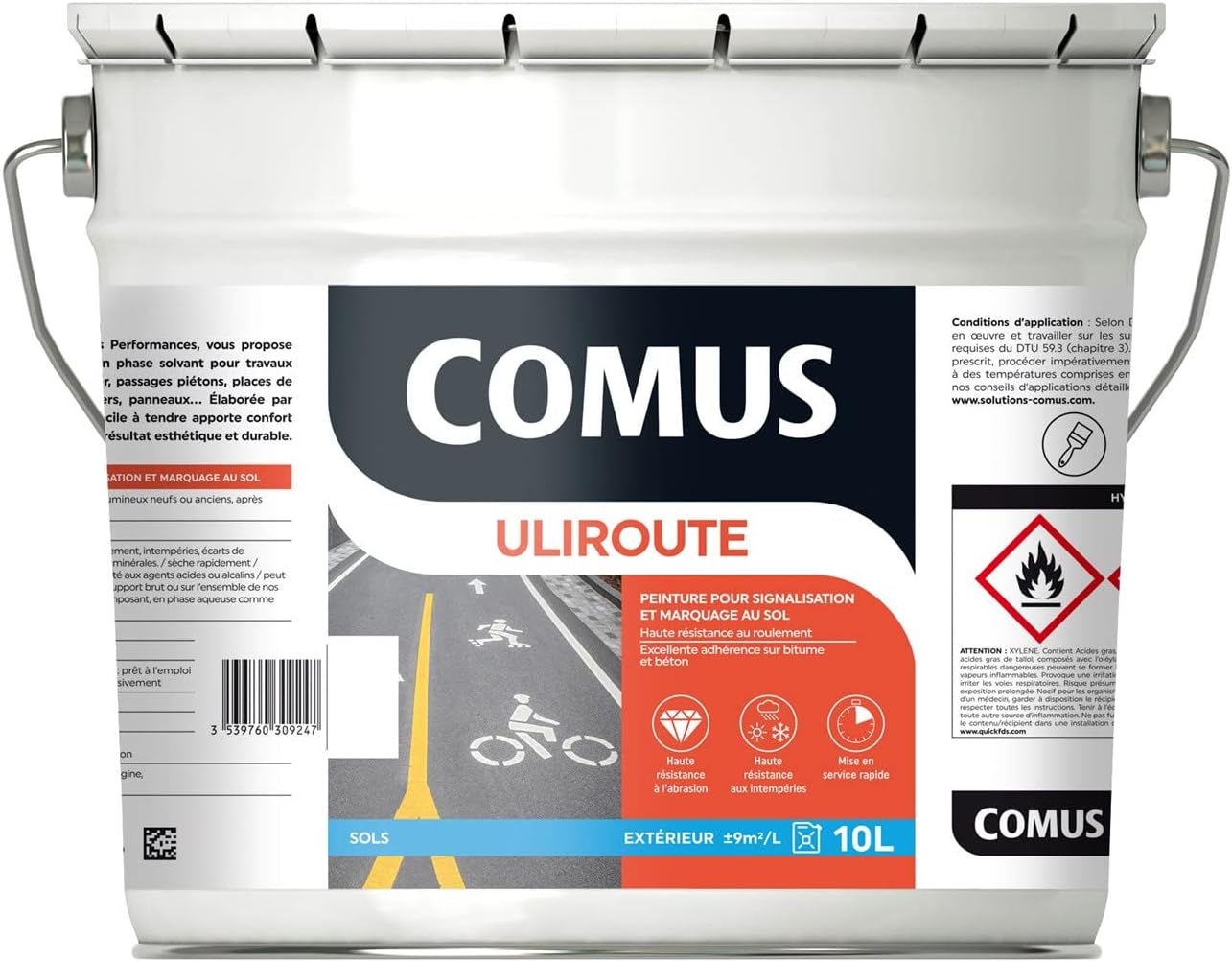 Peinture pour signalisation et Marquage Routier COMUS, Uliroute Blanc 10L – comus