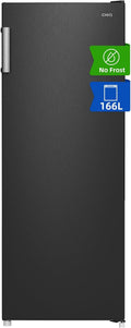 CHiQ Congélateur armoire avec une capacité de 166L, noir Acier inoxydable, Nofrost, portes réversibles, Classe énergétique E