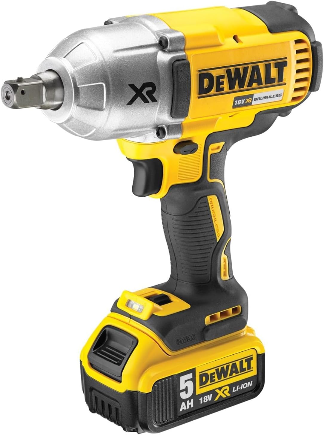 DEWALT DCF899P2-GB DCF899P2-GB Autre Boulonneuse à chocs 950Nm + 2 batteries 18V 5Ah Li-ion, Jaune/Noir/Argent, Norme