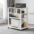 Étagère audiovisuelles, Meuble Rangement Bureau, Armoire De Stockage Multimédia À 2/3/4 Niveaux – Kaverno, Blanc/Beige/Noir, 51*40*94.4cm, Beige