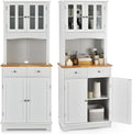 Buffet Cuisine2 Armoires à Portes & 2 Tiroirs, 68, 5 x 40, 5 x 170 cm, Meuble Rangement avec Dispositif Anti-basculement & Étagères réglables, Blanc