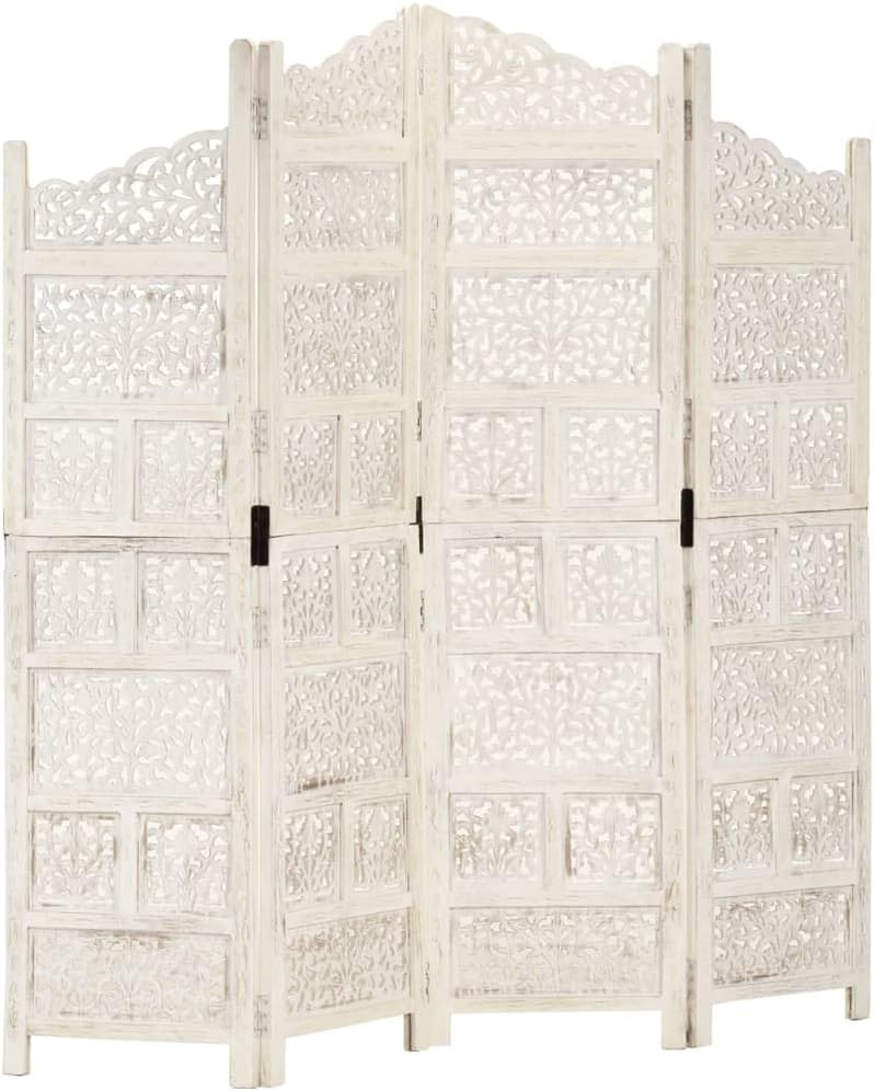vidaXL, Paravent, Cloison de Séparation 4 Panneaux Séparateur de Pièce Diviseur Cloison de Pièce Paravent, Blanc