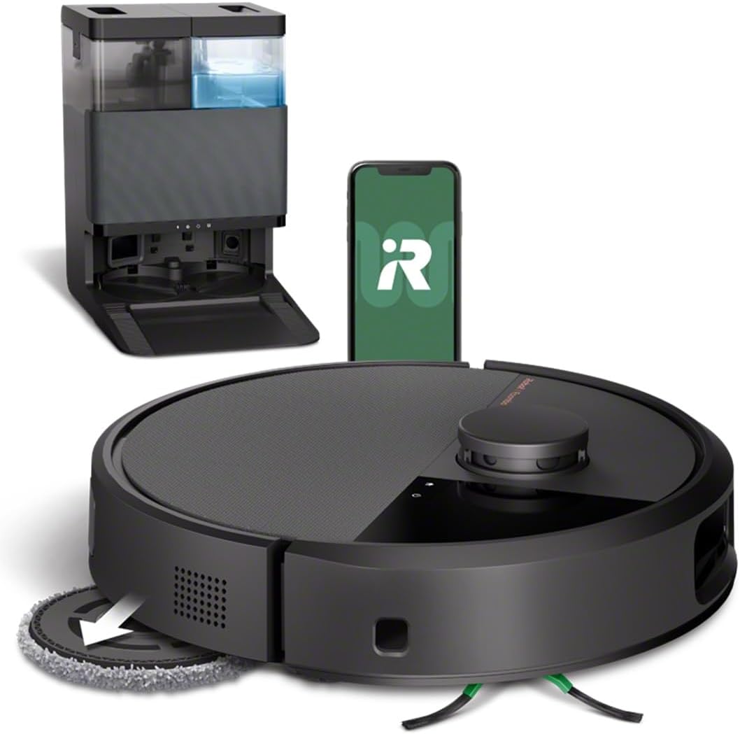 iRobot Roomba Plus 505 Combo Robot + AutoWash, 75 Jours d'autovidage, LiDAR Clearview Pro, Lavage et séchage à l'air Chaud des lingettes
