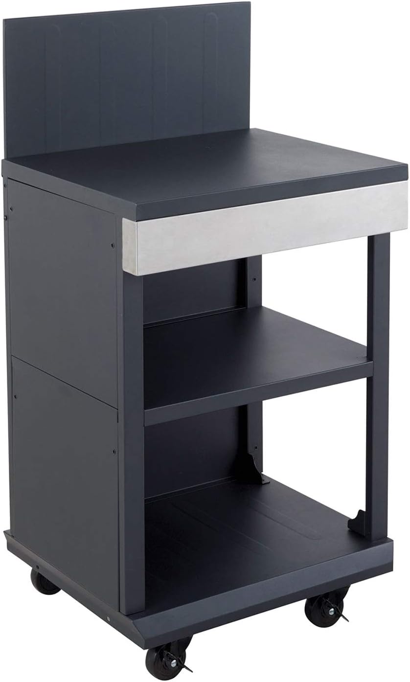 Cook'in garden, Desserte FIDGI, Chariot avec Plan de Travail Compatible Barbecue Gaz FIDGI 3 et 4, Noir/Gris, Noir, Grand Espace de Rangement