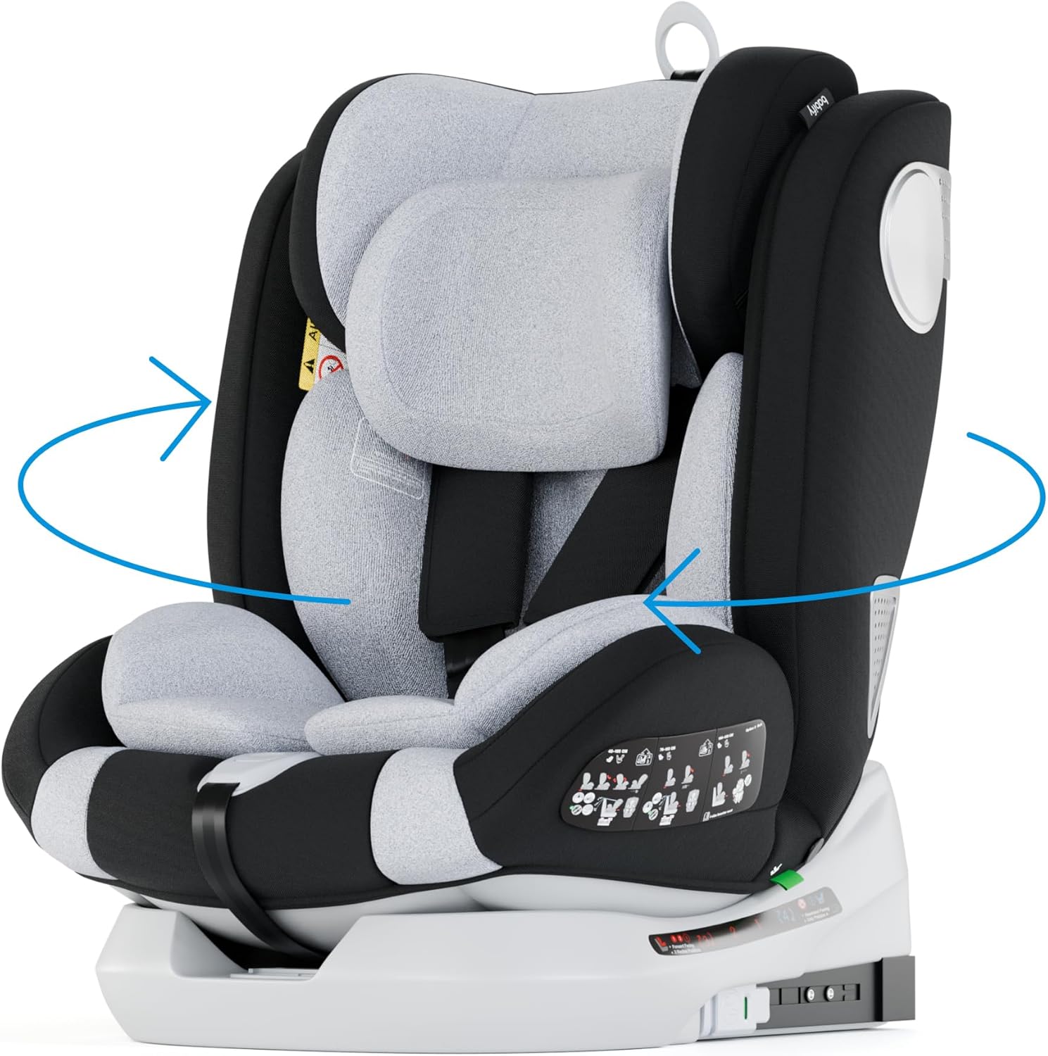 Siège auto, Bebe 0 à 36kg, Rehausseur Voiture Enfant – Babify, Noir/Gris/Blanc, Siege Auto Isofix Groupe 0 1 2 3, Ergonomique