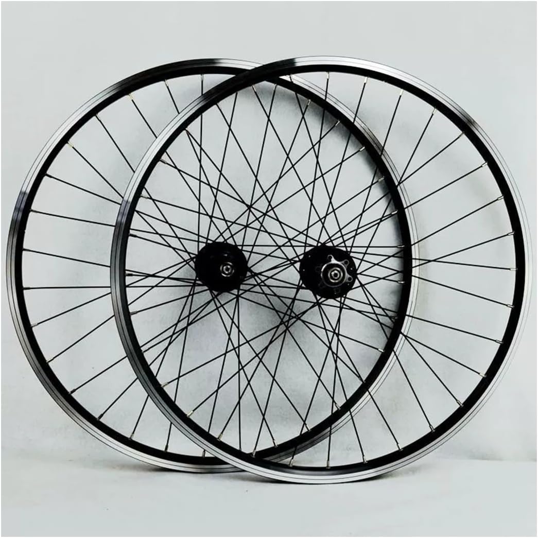 LSRRYD, Roues Avant Et Arrière De VTT 26/27, 5/29 Pouces, Freins À Disque + Freins À V 100/135mm QR, Noir/Argent, Cassette 7-12 Vitesses, Black