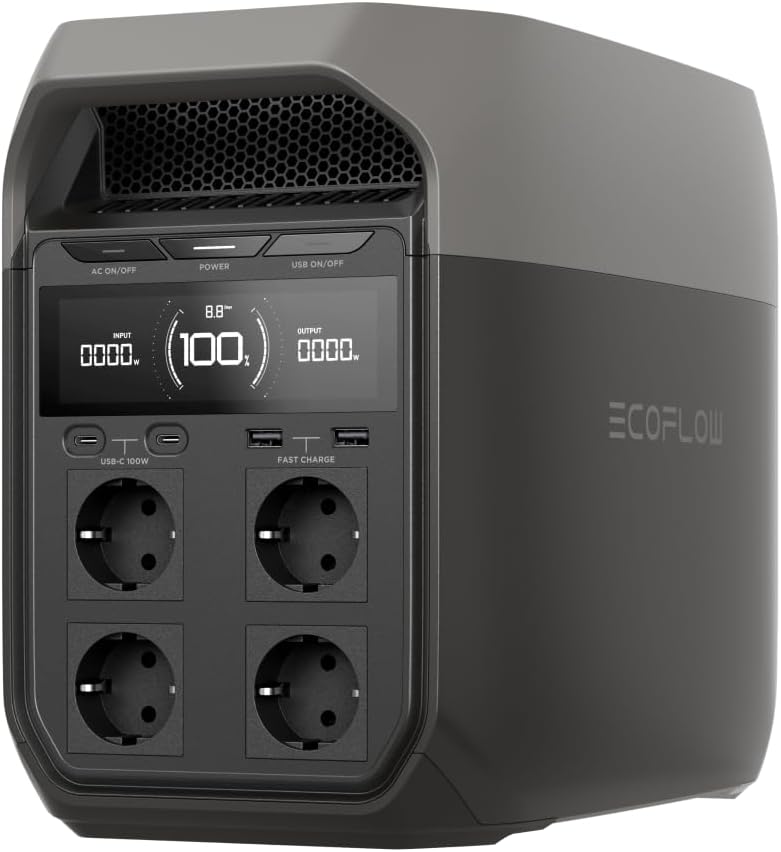 Générateur portable, 1024 Wh de capacité, générateur solaire pour camping – EF ECOFLOW, Noir/Gris, 70% de charge en 30 min